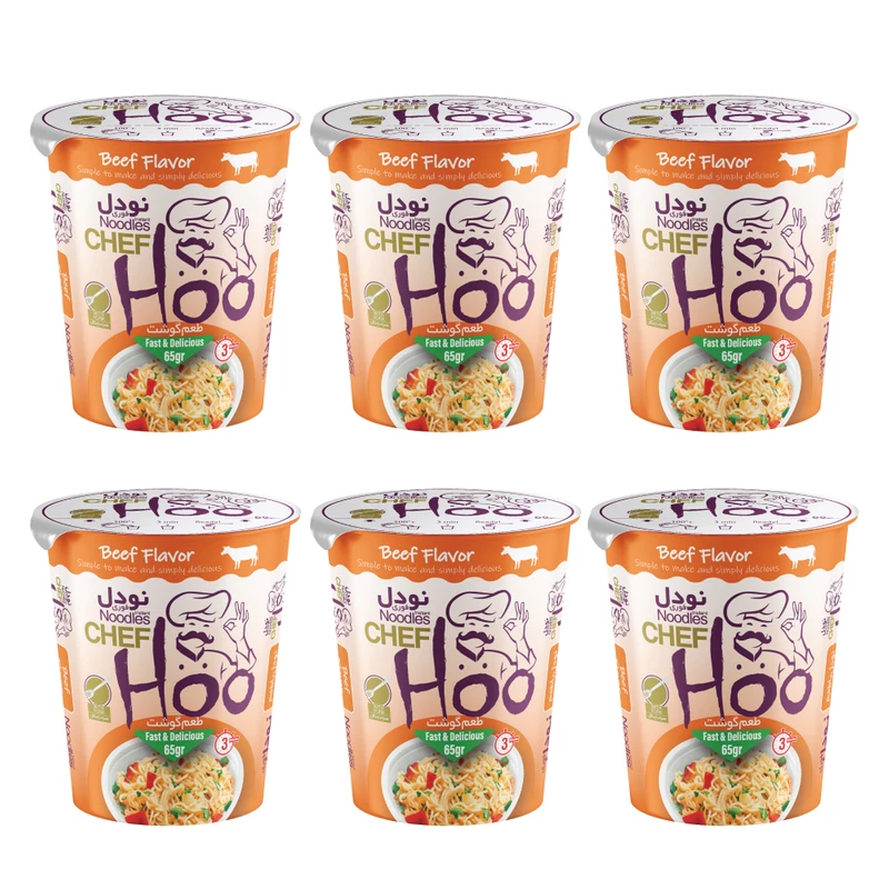 نودل گوشت لیوانی شف هو - بسته 6 عددی